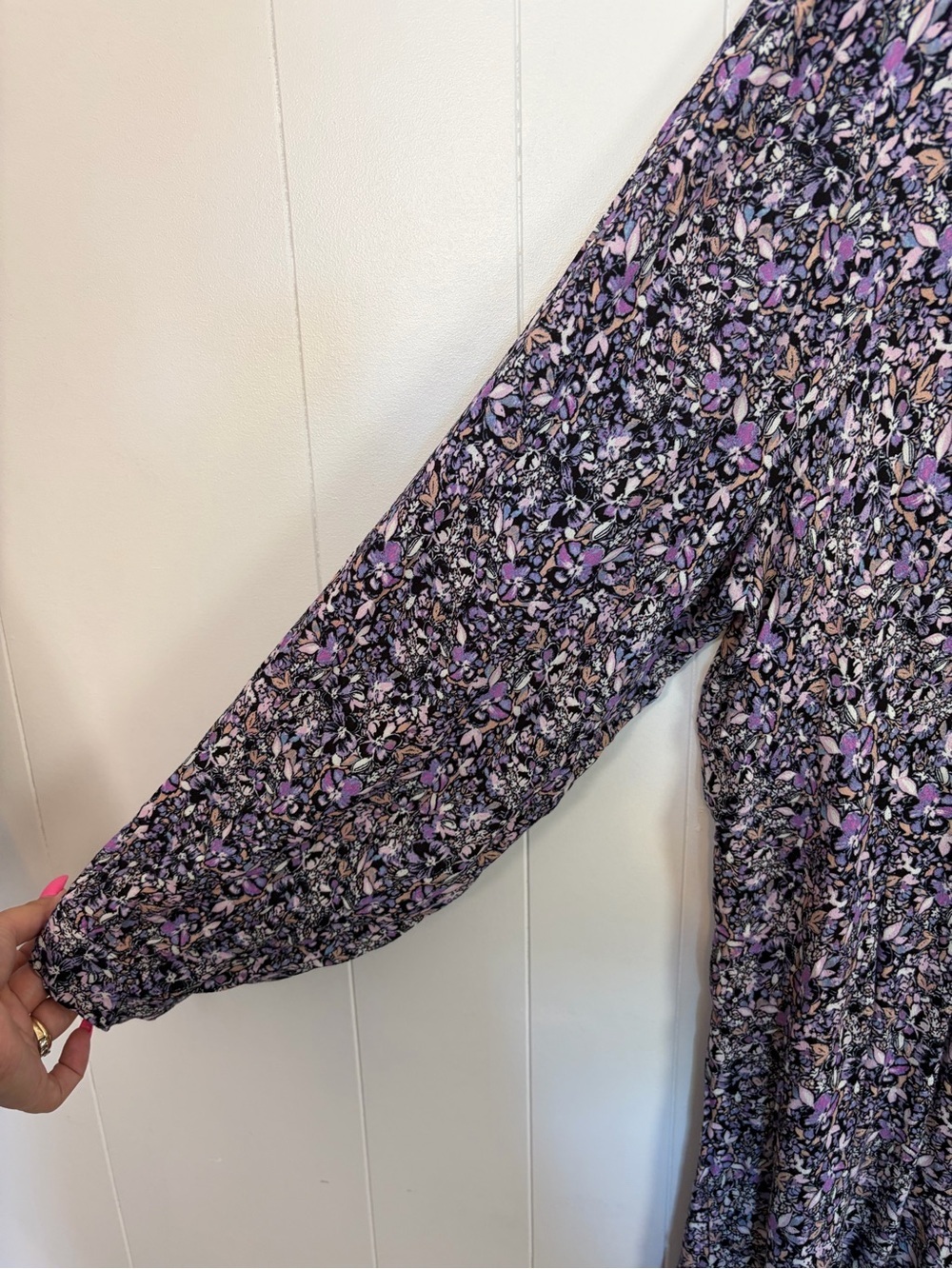 Penningtons 1X Floral Fit & Flare Dress Long Sleeve V Neck A-Line Wedding Guest - Picture 4 of 11